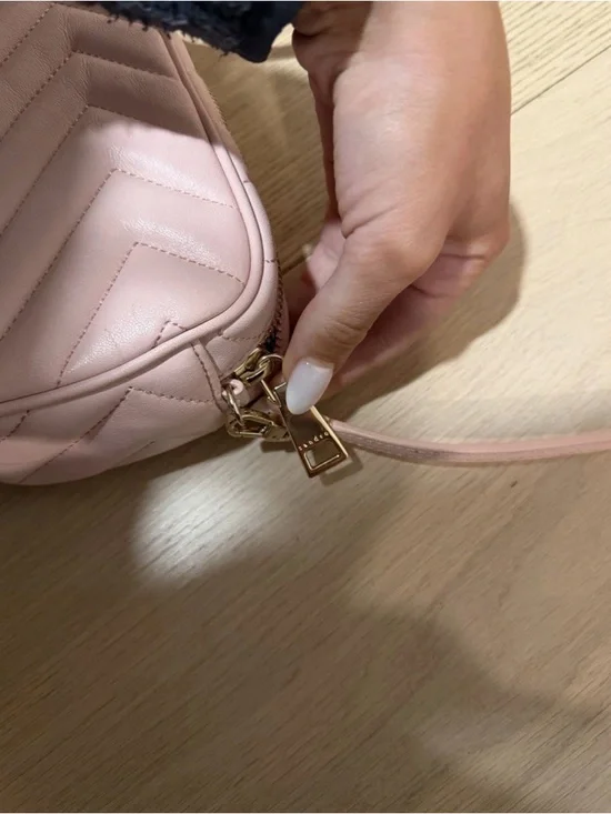 Sandro Light Pink Chevron Quilted Crossbody Bag - Picture 2 of 7